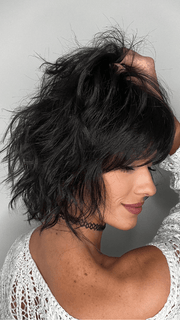 Jenna Fail @jenna_fail wearing BREEZY WAVE CUT by HAIRDO in color R4 MIDNIGHT BROWN | Darkest Brown