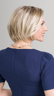 Model is wearing AVA in 22F16S8 VENICE BLONDE | Light Ash Blonde and Light Natural Blonde Blend Shaded with Medium Brown