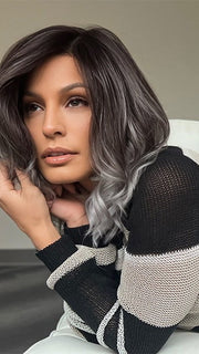Roxie wearing GRAYDIENT-STORM | Dark Brown Roots that Melt into Light Gray and Silver Tones Towards the Ends