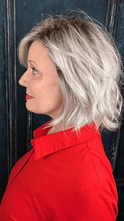 Mel B. @mels.be.ageless wearing ESPRIT by ELLEN WILLE in color SILVER-BLONDE-ROOTED 60.1001.24 | Pure Silver White Blended with Light Ash Blonde