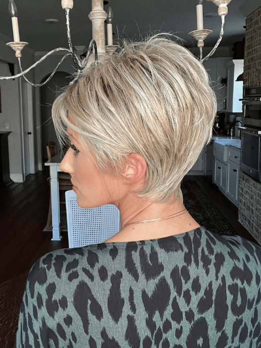 Jenna Fail @jenna_fail wearing ADVANCED FRENCH by RAQUEL WELCH WIGS in color RL19/23SS SHADED BISCUIT | Light Ash Blonde Evenly Blended with Cool Platinum Blonde with Dark Roots