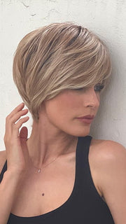 Roxie wearing BEST IN CLASS by GABOR GF14-22SS WHEAT | Dark Blonde Evenly Blended with Platinum Blonde with Dark Roots