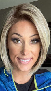 Nichole @nichole.alee wearing DAWN by JON RENAU in shade 12FS12 MALIBU BLONDE | LIght Gold Brown, Light Natural Gold Blonde, Pale Natural Gold-Blonde Blend, Shaded with Light Gold Brown