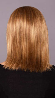 Model is wearing SHAI by ESTETICA in color R30/28/26 | Medium Auburn/Light Auburn/Golden Blonde Blend