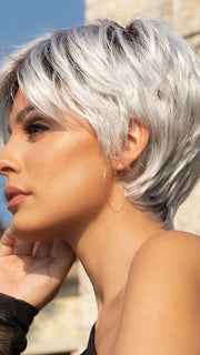 BRADY by ESTETICA in SILVERSUN/RT8 | Iced Blonde Dusted with Soft Sand and Golden Brown Roots