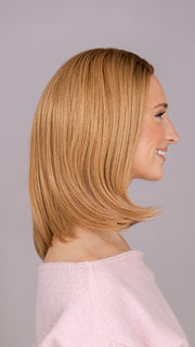 Sandy Bonde Rooted | Medium Honey Blonde, Light Ash Blonde, and Lightest Reddish Brown blend with Dark Roots
