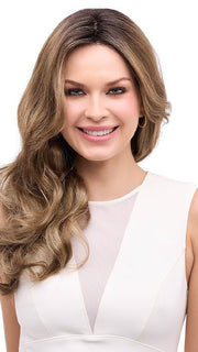 BRIANNA by Envy in HONEY BREEZE | A blend of Cool, Honey Blonde and Multi-Dimensional Medium Brown with Darker Brown Roots