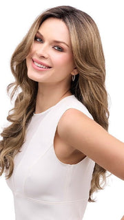 BRIANNA by Envy in HONEY BREEZE | A blend of Cool, Honey Blonde and Multi-Dimensional Medium Brown with Darker Brown Roots