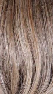 BROWN SUGAR BLONDE-R | A warm, dimensional blend of medium brown and golden blonde highlights with natural-looking darker roots for depth and a sun-kissed finish.