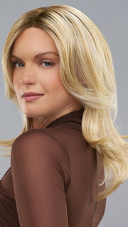 CELESTE by Jon Renau in FS24/102S12 LAGUNA BLONDE | Light Natural Gold Blonde with Pale Natural Gold Blonde bold highlights, Shaded with Light Gold Brown