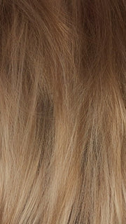 CHAMPAGNE-SUNSET | Dark/medium multi-tonal blond with textured honey, ash, and golden hues and chocolate brown roots