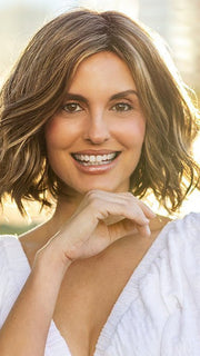 CHARLOTTE by Envy in HONEY BREEZE | A blend of Cool, Honey Blonde and Multi-Dimensional Medium Brown with Darker Brown Roots