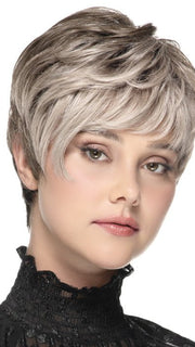 CHOPPED PIXIE by TressAllure in 52/38/49/R8 | 3 Tones of Grey blended with Dark Brown Roots