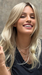 27T613S8 SHADED SUN | Medium Natural Red-Gold Blonde & Pale Natural Gold Blonde Blend and Tipped, Shaded with Medium Brown