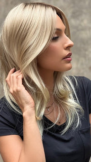 27T613S8 SHADED SUN | Medium Natural Red-Gold Blonde & Pale Natural Gold Blonde Blend and Tipped, Shaded with Medium Brown