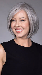 Model is wearing DION in color COCANUT MILK GREY R | Creamy, off-white tones with soft gray hues, creating a pearlescent or silvery finish.
