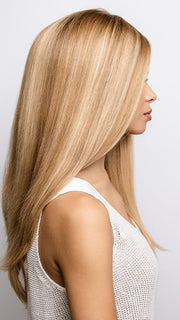 This straight wig has a hand tied monofilament cap
