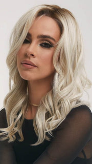 MILKY OPAL R | A Blend of Creamy Blonde and White Blonde Rooted with Warm Brown