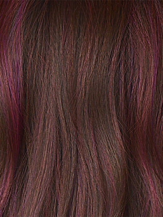 Deep Plum Brown-R | A rich blend of deep plum and dark brown tones, enhanced by a dark root that creates a bold and dramatic impression. 