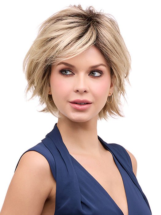DELANEY by Envy in CHAMPAGNE-SHADOW | Soft Dark Blonde with Platinum Highlights and Chestnut Roots
