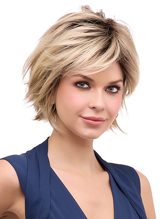 DELANEY by Envy in CHAMPAGNE-SHADOW | Soft Dark Blonde with Platinum Highlights and Chestnut Roots