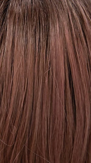 DUSTY-ROSE | Medium Coral Red Base with Dark Brown Roots