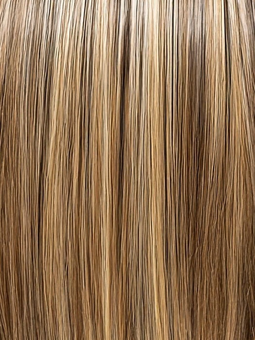 EL17/23/R8 | Pale Auburn Beige Blonde Blend, Rooted Medium Brown, Highlighted Light Blonde with face framing highlights