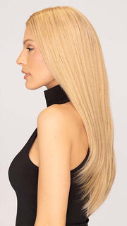 Roxie wearing DIAMOND by ELLEN WILLE in color SANDY BLONDE ROOTED 20.26.16 | Light Strawberry Blonde, Light Golden Blonde and Medium Blonde Blend with Shaded Roots