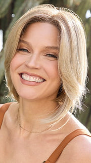FINDLEY by Amore in MELTED-CARAMEL | Warm and Rich Brown Root Melting into Golden Caramel Blond and Natural Medium Blond Tips