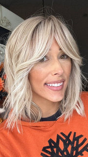 Nichole Corbett @nicholealee wearing FLOW by ELLEN WILLE in color PEARL BLONDE ROOTED | Pearl Platinum and Lightest Ash Blonde with Medium Ash Blonde Blend and Shaded Roots