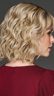 Model wearing CONQUER THE WAVES in GF19-23SS BISCUIT | Light Ash Blonde Evenly Blended with Cool Platinum Blonde with Dark Roots