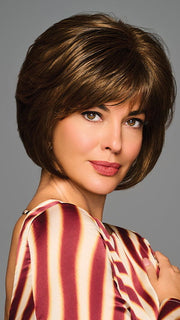 Model is wearing JOVIALITY in color GL8-10 DARK CHESTNUT | Rich, Dark Brown with Coffee Highlights