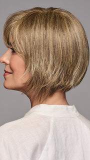 The stacked layers create an edgy hairdo