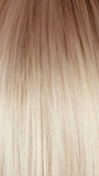 GHOST-BLONDE-R | Medium neutral blond roots fade into a pearl cream blond shade with platinum blond undertones. 
