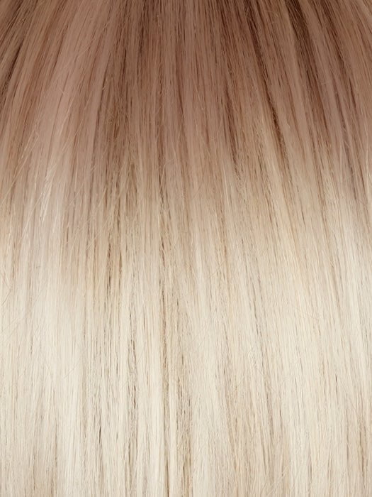 GHOST-BLONDE-R | Medium neutral blond roots fade into a pearl cream blond shade with platinum blond undertones. 