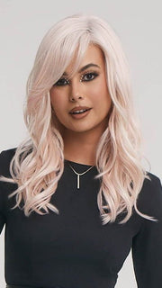 The bangs can be worn on the face or swept to the side