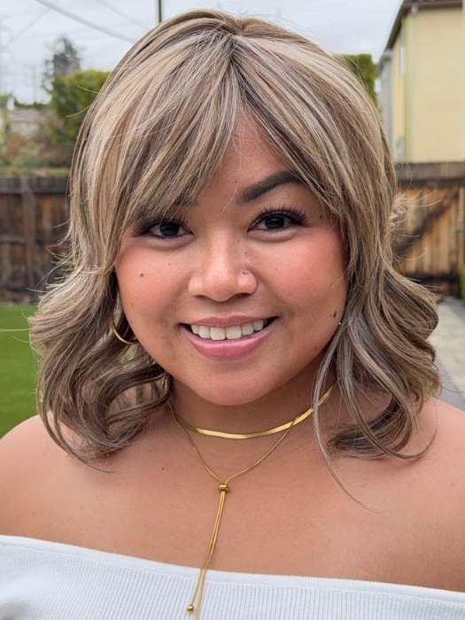 Arlah and Katrina @wearethehairsiss wearing GRANADA by BELLETRESS in color MACADAMIA LATTE R | A combination of Medium and Light Brown, highlighted with Light Gold Blonde, and a mixture of Ash Blonde and Light Gold Blonde, Rooted with Medium and Light Brown