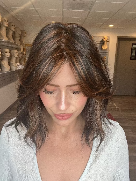 FS4/33/30A MIDNIGHT COCOA | Dark Brown, Medium Red, Medium Natural Red Blonde/Brown Blend with Medium Natural Red Blonde/Brown Blend Bold Highlights