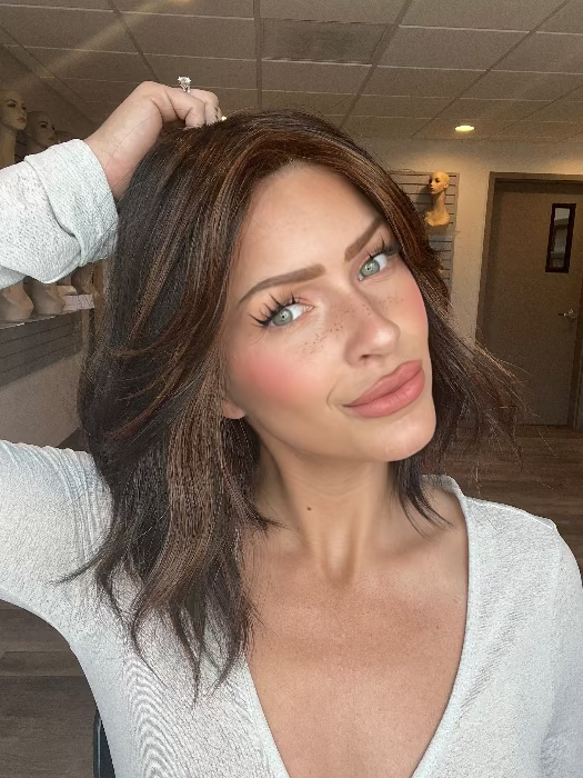 FS4/33/30A MIDNIGHT COCOA | Dark Brown, Medium Red, Medium Natural Red Blonde/Brown Blend with Medium Natural Red Blonde/Brown Blend Bold Highlights