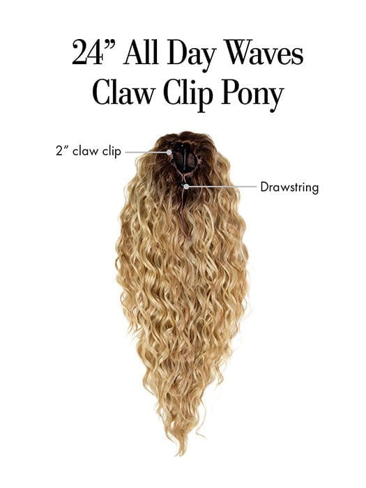 24in All Day Waves Claw Clip Pony | Synthetic Hair Partial Wigs (Drawstring)