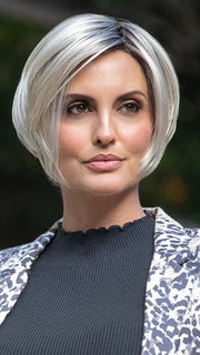 KARI by Envy in STERLING SHADOW | Medium Salt-and-Pepper Grey with Darker Brown Roots