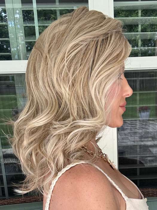 Kristyna Moore @kristynamoore wearing LAGUNA BEACH by BELLETRESS in  MILKSHAKE BLONDE R | A mixture of Light Sandy Brown, Highlighted with Light Ash Blonde with a Hint of Light Platinum Blonde with a Medium Root Color