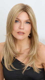 This hair topper features sleek, long hair