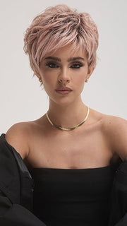 LUCA by Rene of Paris in WATERMELON-R | Rich Pastel Pink Base with Subtle Soft Reddish Tone and Soft Dark Brown Roots