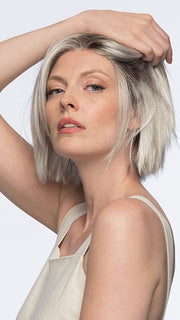LUMI by Estetica in color SILVERSUN/RT8 | Iced Blonde with Soft Sand and Golden Brown Roots