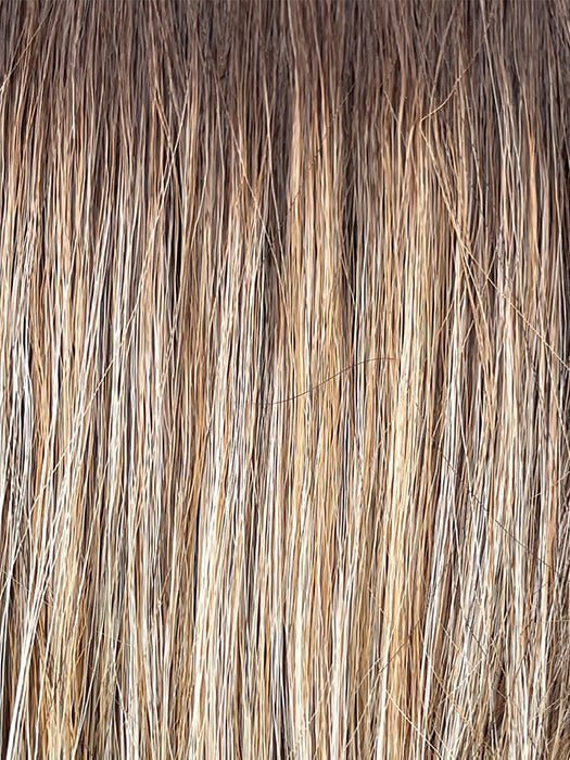 MACADAMIA LATTE R | A combination of Medium and Light Brown, highlighted with Light Gold Blonde, and a mixture of Ash Blonde and Light Gold Blonde, Rooted with Medium and Light Brown