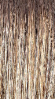 MACADAMIA LATTE R | A combination of Medium and Light Brown, highlighted with Light Gold Blonde, and a mixture of Ash Blonde and Light Gold Blonde, Rooted with Medium and Light Brown