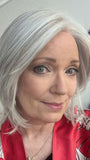 Mel B. @mels.be.ageless wearing MALLORCA by BELLETRESS in color OYSTER GRAY | A mixture of Lightest Gray and a hint of White