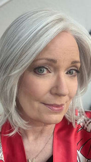 Mel B. @mels.be.ageless wearing MALLORCA by BELLETRESS in color OYSTER GRAY | A mixture of Lightest Gray and a hint of White