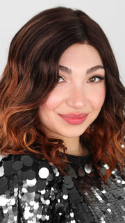 MILA by Jon Renau in S4-28/32RO SUNRISE | Dark Brown roots to midlength, Light Natural Red Blonde with Medium Natural Red midlength to ends